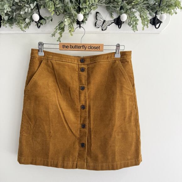 J. Crew Golden Brown Button Front corduroy miniskirt size 10 KD - Picture 1 of 3